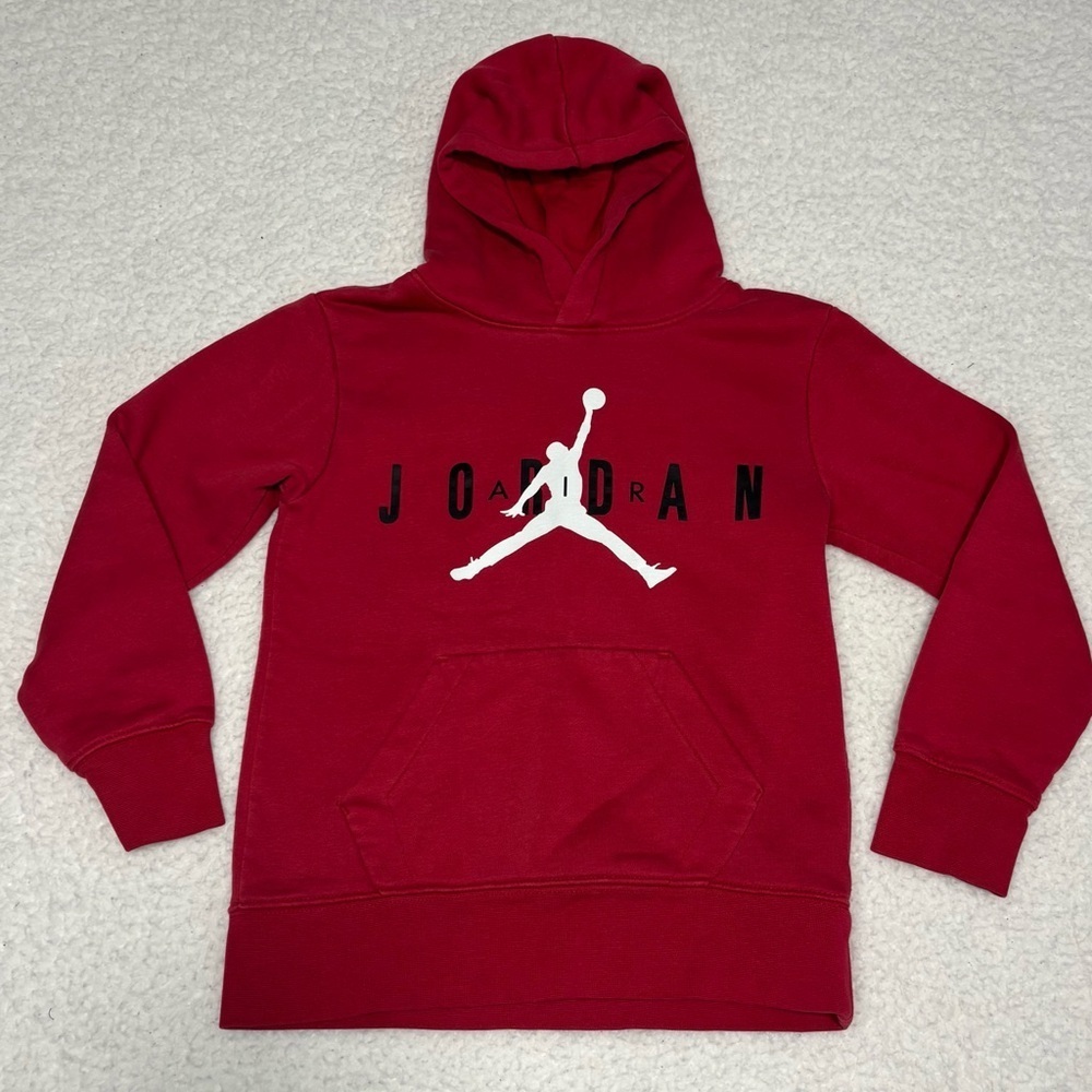 Jordan Kids Red Graphic Logo Fleece Hoodie